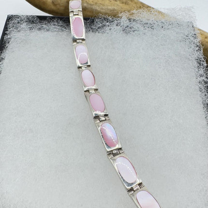 Vintage white Bracelet mother Pearl Set in 925 Sterling Silver