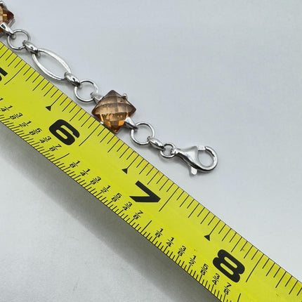Vintage citrine crystal bracelet Chunky Stackable Layered Every day 925 Sterling Silver