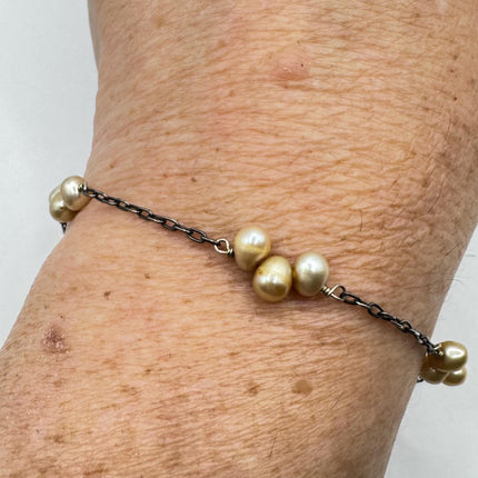 Vintage White Pearl Hand Knotted Bracelet 925 Sterling Silver