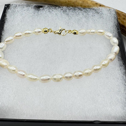 Vintage Pearl Gold Silver Tennis Bracelet