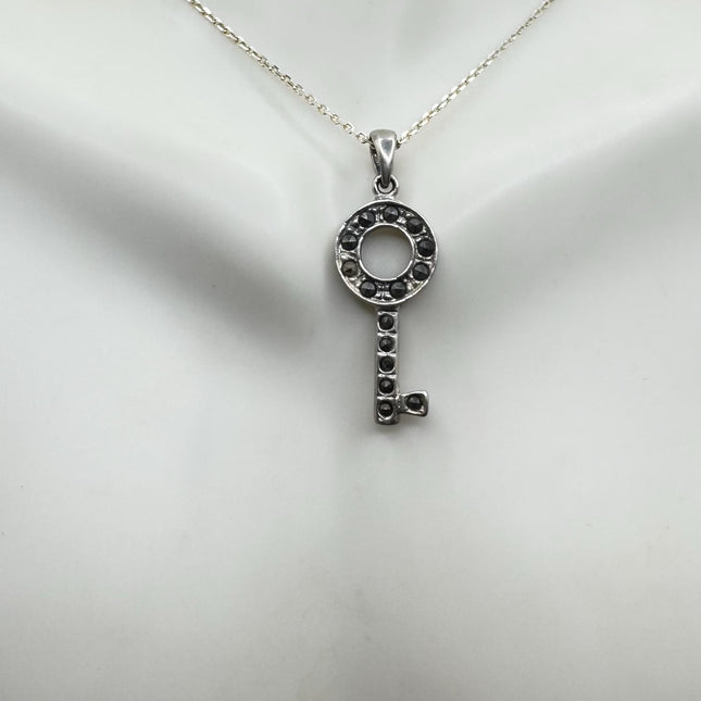 Vintage Marcasite Necklace Dainty 925 Sterling Silver Chain, Delicate Design