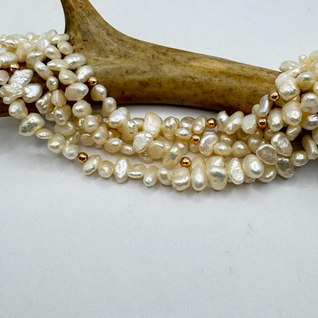 Vintage Pearl Gold Silver Tennis Bracelet