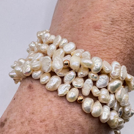 Vintage Pearl Gold Silver Tennis Bracelet