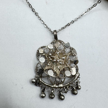 Vintage Filigree flower Pendant Necklace