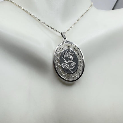 Vintage Rose flower Pendant Necklace