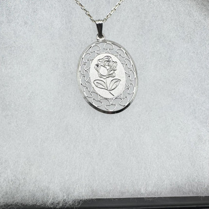 Vintage Rose flower Pendant Necklace