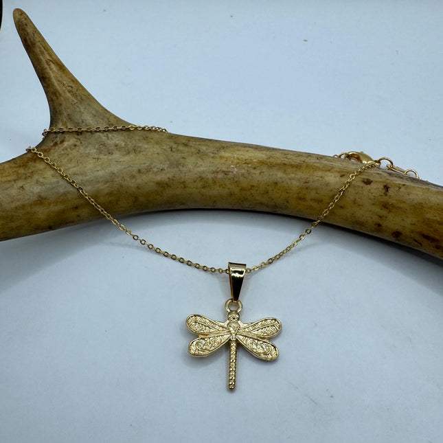 Vintage Gold Filled Dragonfly Necklace Link Chain Necklace for Him for Her or for Anyone