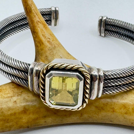 Vintage Golden citrineGemstone Cuff Bracelet