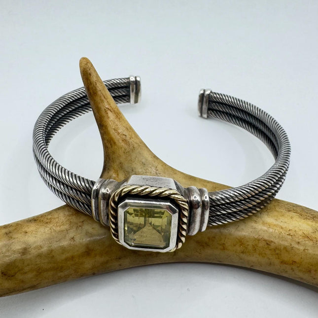 Vintage Golden citrineGemstone Cuff Bracelet