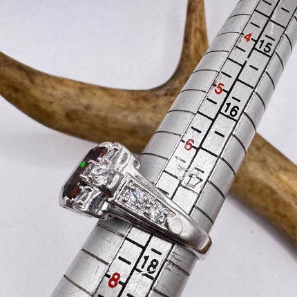 Vintage Garnet Cubic Zirconia Clear Crystal Diamond Cocktail