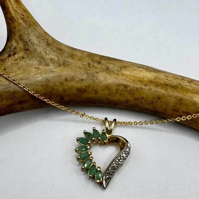 Vintage Green Emerald Boho Gold 925 Sterling Silver Choker Necklace - Antique Style Design