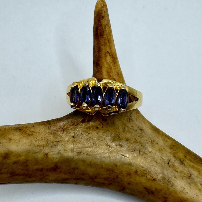 Vintage Blue Iolite Ring Band - 925 Sterling Silver