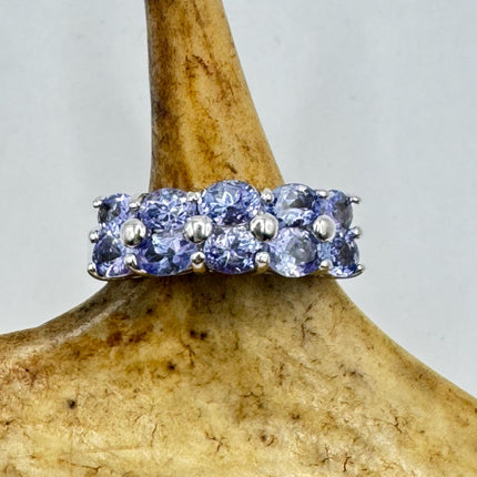 Vintage Blue Tanzanite Wedding Ring Band - 925 Sterling Silver
