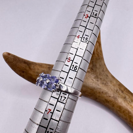 Vintage Blue Tanzanite Wedding Ring Band - 925 Sterling Silver