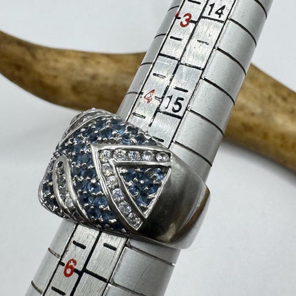Vintage Blue Tanzanite Wedding Ring Band - 925 Sterling Silver