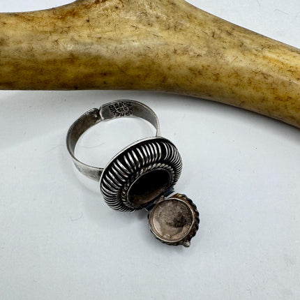 Vintage Silver Ring | Celtic Knot Poison Pillbox Locket Style Ring | 925 Sterling Silver Band and Heart Detail | Unique Gift Statement Ring