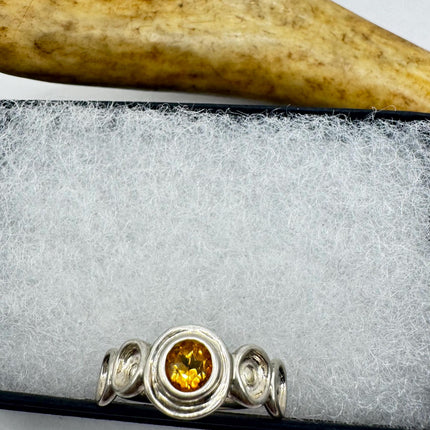 Vintage Golden Citrine Stacking Eternity Promise Ring Wedding Band 925 Sterling Silver