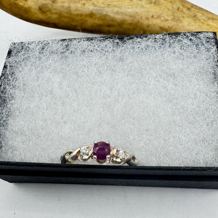 Vintage Pink Ruby Cocktail Ring Band 925 Sterling Silver