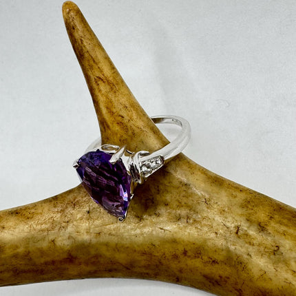Vintage Purple Amethyst Ring Band 925 Sterling Silver cocktail statement ring