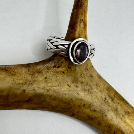 Vintage Purple Amethyst Ring Band 925 Sterling Silver cocktail statement ring