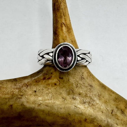 Vintage Purple Amethyst Ring Band 925 Sterling Silver cocktail statement ring