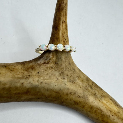 Vintage Fire Opal Stacking Promise Ring - 925 Sterling Silver Band Minimalist Jewelry for Prom Wedding or Everyday Ring