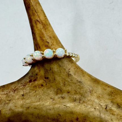 Vintage Fire Opal Stacking Promise Ring - 925 Sterling Silver Band Minimalist Jewelry for Prom Wedding or Everyday Ring
