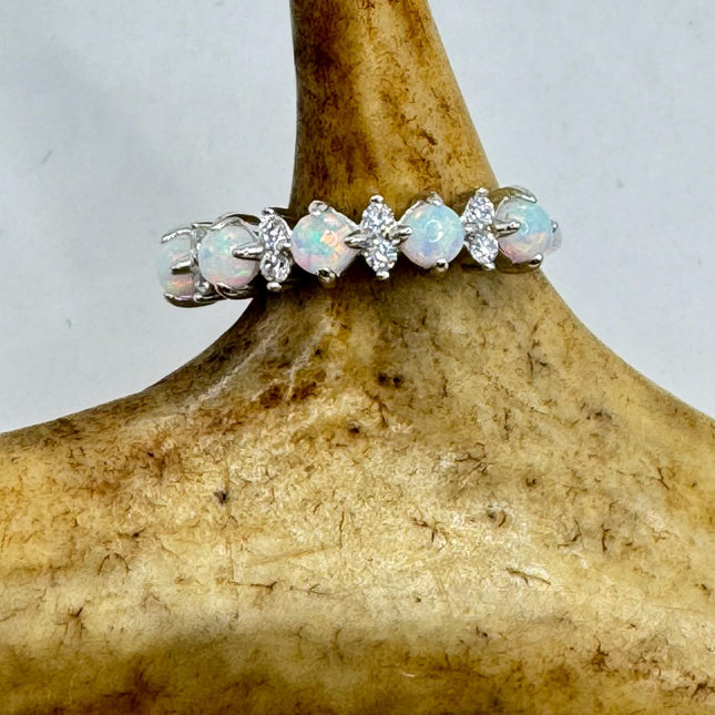 Vintage Fire Opal Tiny Stacking Promise Ring - 925 Sterling Silver Band Minimalist Jewelry for Prom Wedding or Everyday Ring