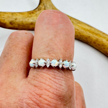 Vintage Fire Opal Tiny Stacking Promise Ring - 925 Sterling Silver Band Minimalist Jewelry for Prom Wedding or Everyday Ring