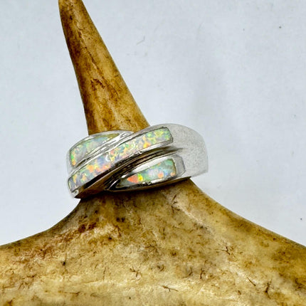 Vintage Fire Opal Tiny Stacking Promise Ring - 925 Sterling Silver Band Minimalist Jewelry for Prom Wedding or Everyday Ring