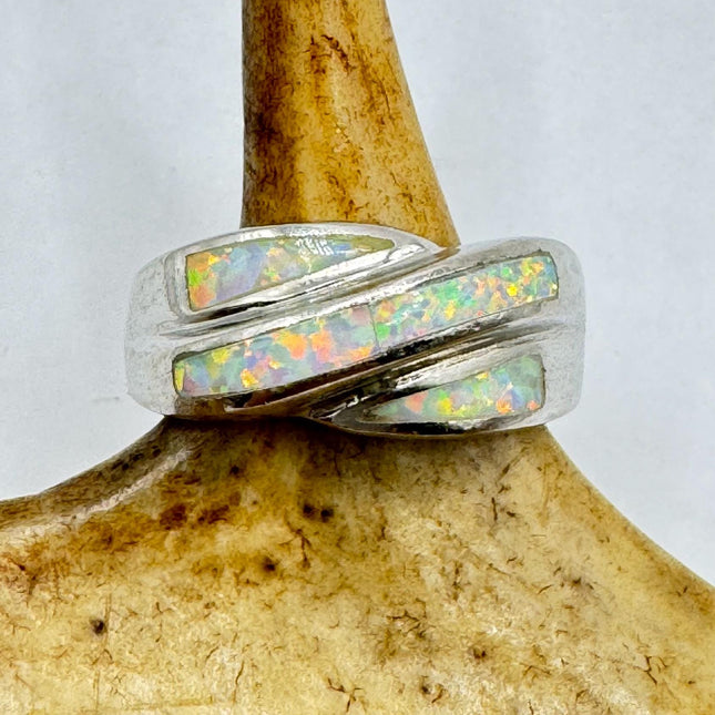 Vintage Fire Opal Tiny Stacking Promise Ring - 925 Sterling Silver Band Minimalist Jewelry for Prom Wedding or Everyday Ring