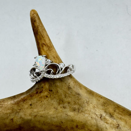 Vintage Fire Opal Tiny Stacking Promise Ring - 925 Sterling Silver Band Minimalist Jewelry for Prom Wedding or Everyday Ring