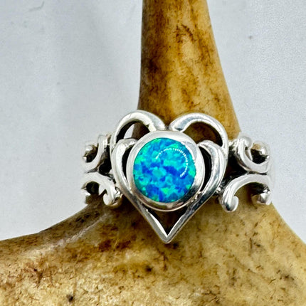 Vintage Blue Opal Silver Ring |Celtic Boho Statement Wedding Band Ring 925 Sterling Silver Band