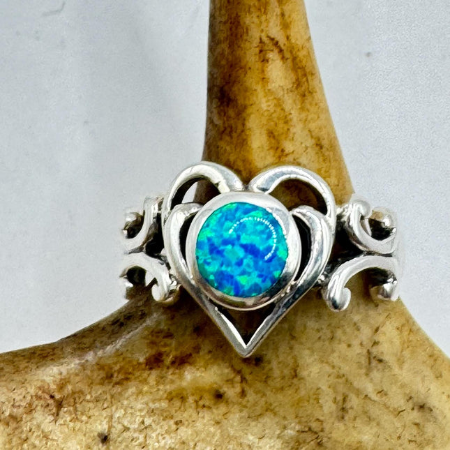 Vintage Blue Opal Silver Ring |Celtic Boho Statement Wedding Band Ring 925 Sterling Silver Band