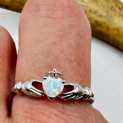 Vintage Opal Heart Silver Ring |Celtic Clauddagh Boho Statement Wedding Band Ring 925 Sterling Silver Band