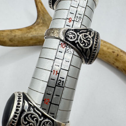 Vintage Black Onyx Mens Ring 925 Sterling Silver Band Deco Antique Cocktail Statement ring