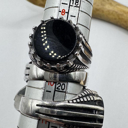 Vintage Black Onyx Mens Ring 925 Sterling Silver Band Deco Antique Cocktail Statement ring