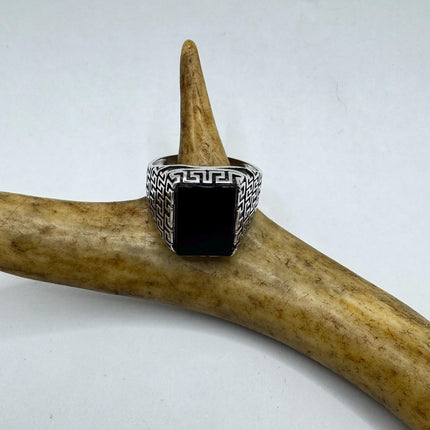 Vintage Black Onyx Mens Ring 925 Sterling Silver Band Deco Antique Cocktail Statement ring