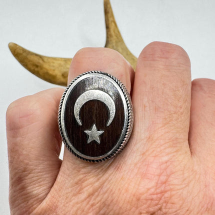 Vintage Black Onyx Mens Ring 925 Sterling Silver Band Deco Antique Cocktail Statement ring