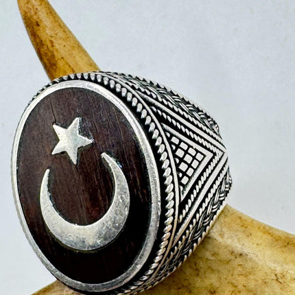 Vintage Black Onyx Mens Ring 925 Sterling Silver Band Deco Antique Cocktail Statement ring