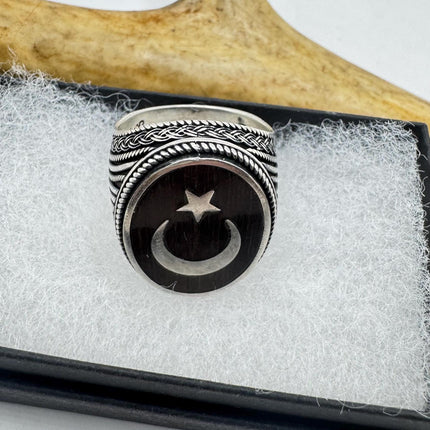 Vintage Black Onyx Mens Ring 925 Sterling Silver Band Deco Antique Cocktail Statement ring