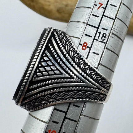 Vintage Black Onyx Mens Ring 925 Sterling Silver Band Deco Antique Cocktail Statement ring