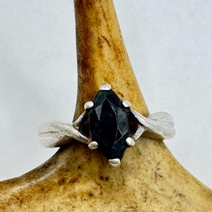 Vintage Black Onyx Cocktail Ring 925 Sterling Silver Band Deco Antique Cocktail Statement ring