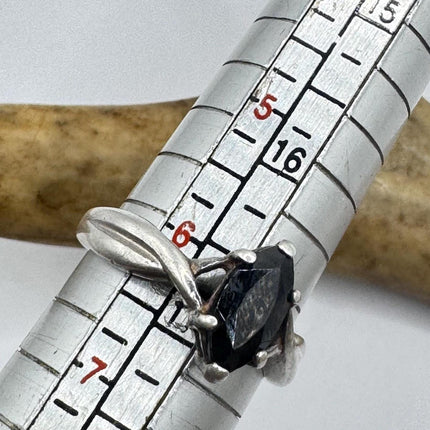 Vintage Black Onyx Cocktail Ring 925 Sterling Silver Band Deco Antique Cocktail Statement ring