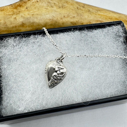 Vintage Tiny Mini Floating Heart Necklace Dainty 925 Sterling Silver Chain, Delicate Design Layered stacking look