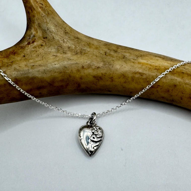 Vintage Tiny Mini Floating Heart Necklace Dainty 925 Sterling Silver Chain, Delicate Design Layered stacking look