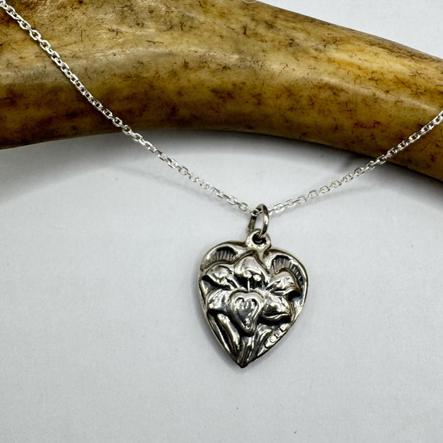 Vintage Tiny Mini Floating Heart Necklace Dainty 925 Sterling Silver Chain, Delicate Design Layered stacking look