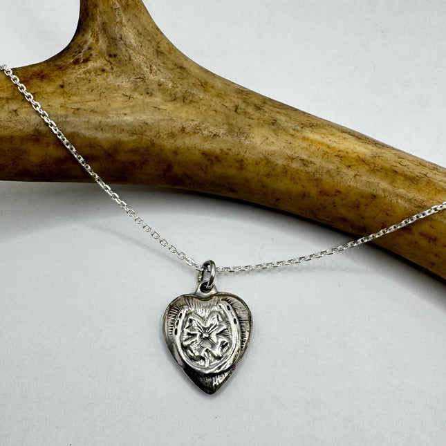 Vintage Tiny Mini Floating Heart Necklace Dainty 925 Sterling Silver Chain, Delicate Design Layered stacking look