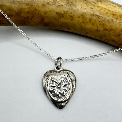 Vintage Tiny Mini Floating Heart Necklace Dainty 925 Sterling Silver Chain, Delicate Design Layered stacking look