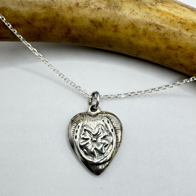 Vintage Tiny Mini Floating Heart Necklace Dainty 925 Sterling Silver Chain, Delicate Design Layered stacking look